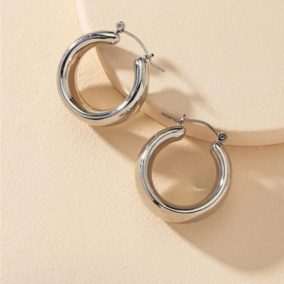 Silver 3/$30 Minimalist Hoop Earrings - Picture 2 of 2
